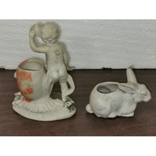 274 - 12 cm tall boy and rabbit spill vase & other rabbit shaped posy vase