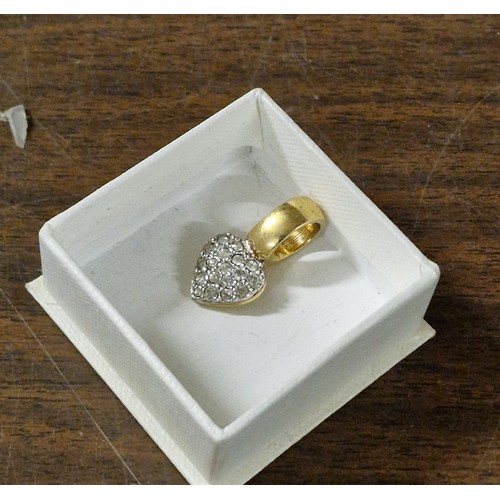 72 - Genuine Swarovski gold tone crystal heart shaped pendant