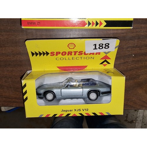 188 - Boxed and mint Shell sportscar collection Jaguar XJS V12