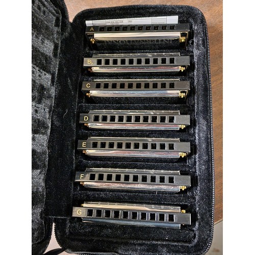 154 - As new Hohner 7 piece blues harmonica set