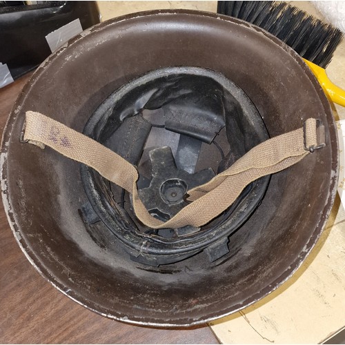 48 - WWII helmet with inner lining