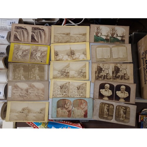 43 - Vintage stereoscope with large amount of cards - only around 1/3 pictured