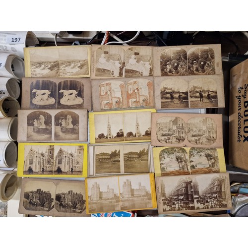 43 - Vintage stereoscope with large amount of cards - only around 1/3 pictured