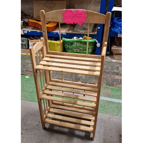 22 - 3 ft tall, folding 3 shelf wooden stand