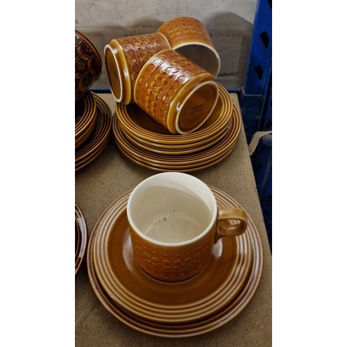 332 - 1970's Hornsea Saffron pattern 4 place setting, 12 piece tea set