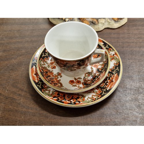 50 - England stamped turn of the century? small cup/saucer/side plate trio (cup 4.5 cm)