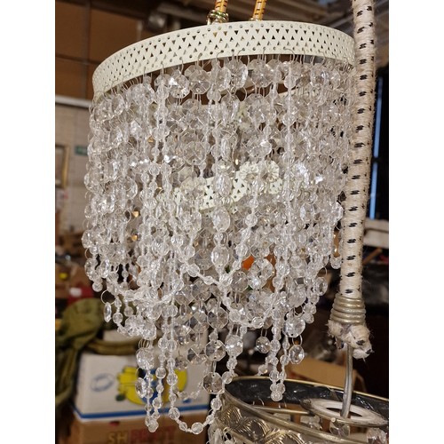 197 - 2 x glass droplet chandelier ceiling lights