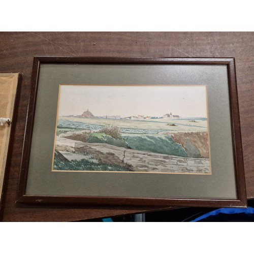 167 - 34 x 26 cm framed and mounted watercolour landscape titled Le Pouldu Bretagne, believed to be by Rob... 