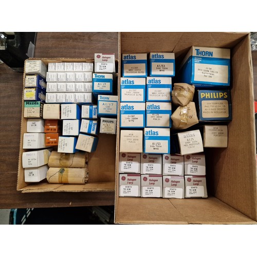 339 - Box of assorted, mainly boxed vintage projector bulbs