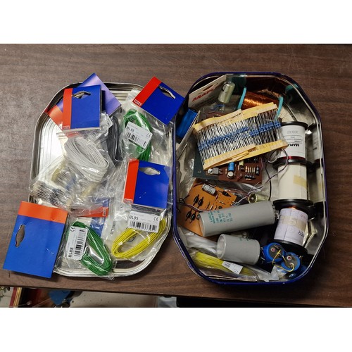 345 - Tin of assorted electrical wires and components etc