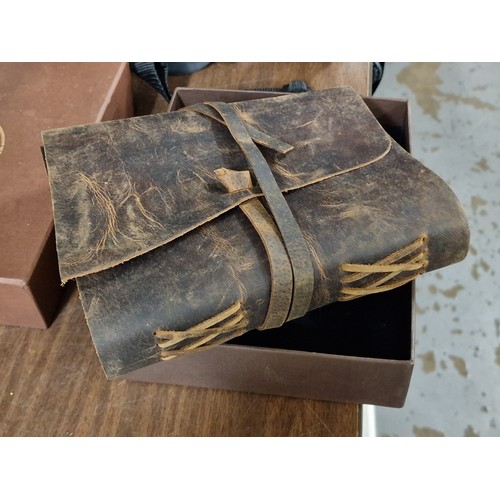 291 - Boxed as new Moonster hand made leather artists pouch/journal