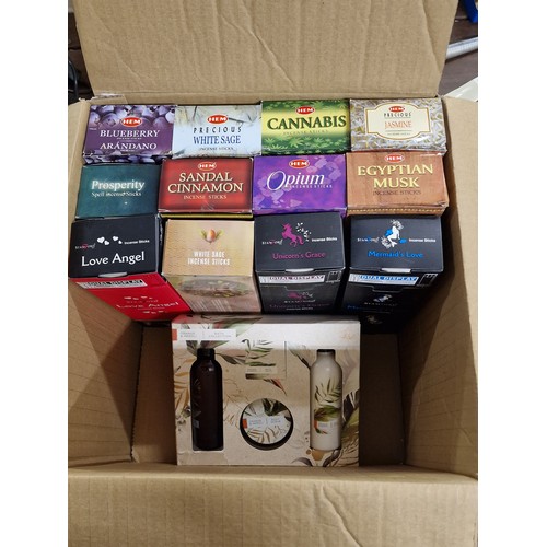 192 - Job lot of 12 x mixed wholesale boxes of incense sticks and 1 x gift set