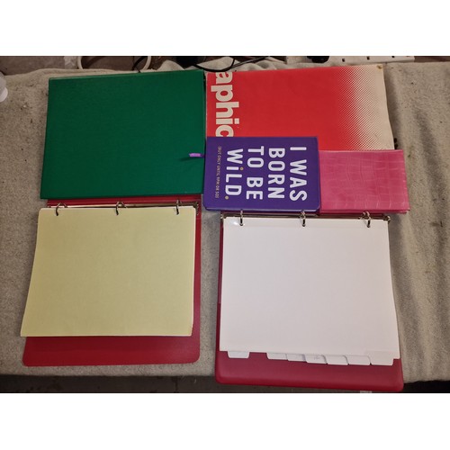 195 - Bundle of ring binders with paper, note pads and artists sketch pad