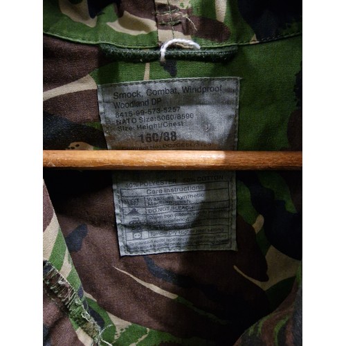 19 - Military issue camo smock jacket and warm weather trousers and other camo fleece lined jacket