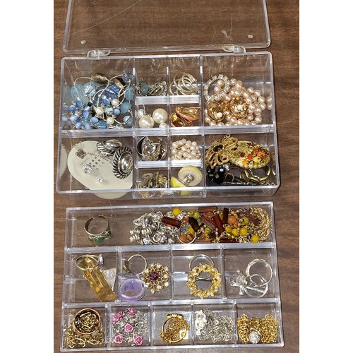 8 - plastic case of assorted dress/costume jewellery