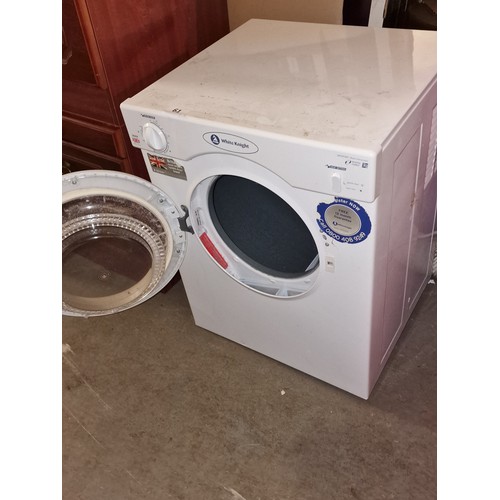 126 - 51 cm wide and 68 cm tall, White Knight 38AW, counter top 3 kg tumble dryer - working but wobbly as ... 