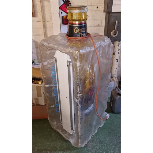 38 - Miller genuine draft, light up bottle in ice block, pool table light - nearly 4 ft long (46