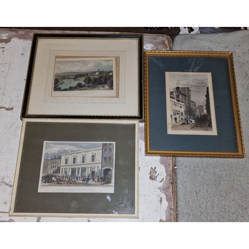 227 - 3 x framed old engraving pictures