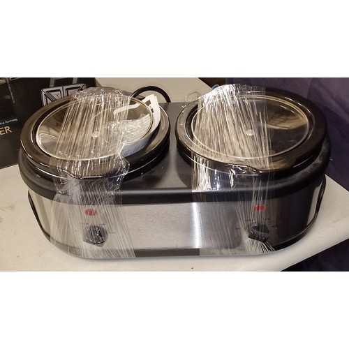 225 - Unboxed and unused Coopers dual pot slow cooker