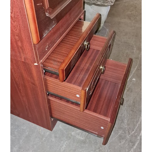 43 - Mahogany look pair of bedside drawers, 1 with no top as were stacked on top of each other