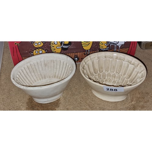 288 - 2 x 19th century ceramic blancmange moulds