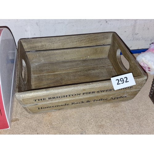 292 - 27 x 22 cm wooden Brighton Pier Sweet Shop sweet tray