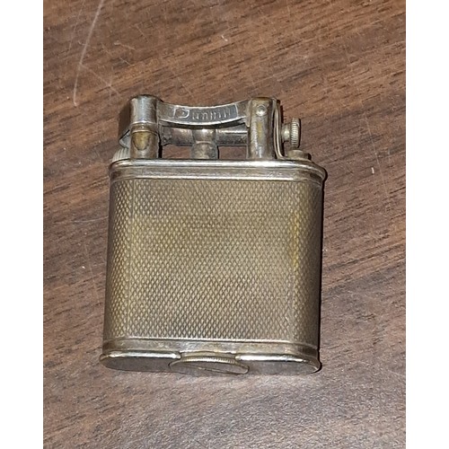 51 - Vintage Dunhill lighter in pouch, monogrammed on front