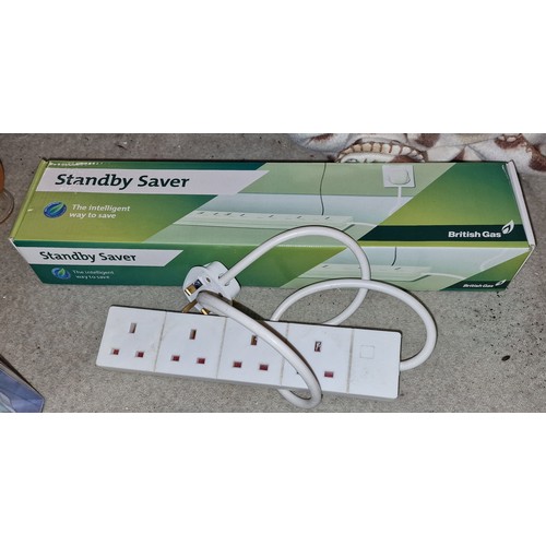 15 - Boxed and unused British Gas standby saver and other 4 gang extensions