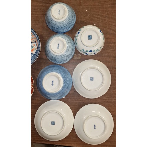 127 - Good job lot of Chinese and Japanese plates and dishes - 1 plate with glued repair