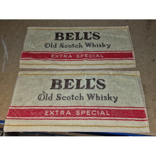 183 - Pair of vintage Bells Whisky advertising pub bar towels