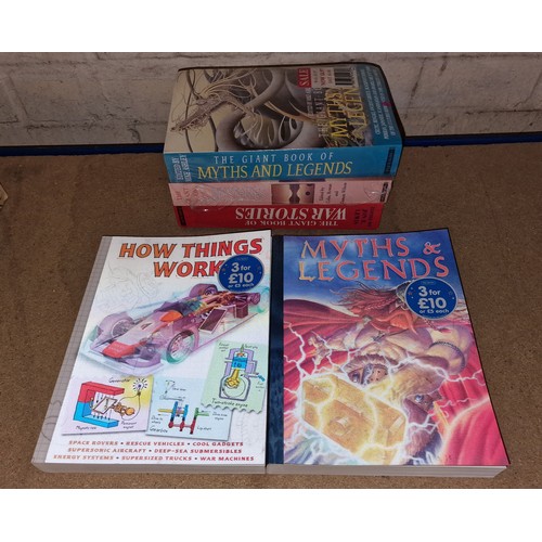 185 - Factory sealed triple book set & myths and legends/how things work holographic front paper back book... 