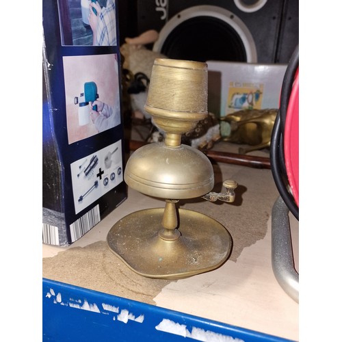 31 - 17 cm brass bell candle holder with match striker top