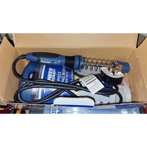 41 - Boxed and unused Powercraft 3 piece soldering iron set