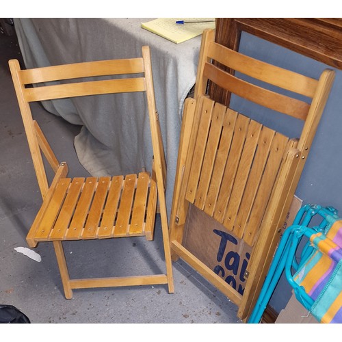 65 - Pair of wooden folding garden/patio chairs