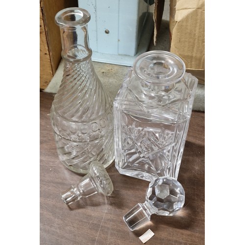 129 - 1 x crystal and 1 x glass decanter