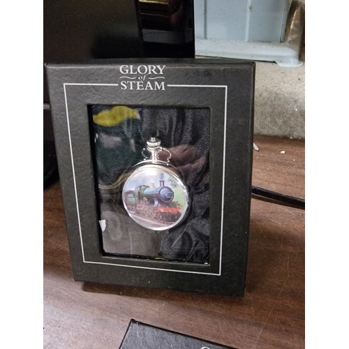 9 - Atlas glory of steam collection pocket watch with 3440 City of Truro picture front, mint in box