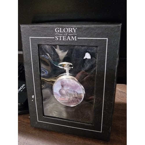 10 - Atlas glory of steam collection pocket watch with 6000 King George V 'the bell' picture front, mint ... 