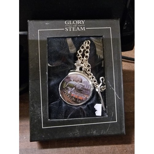 12 - Atlas glory of steam collection pocket watch with 4472 Flying Scotsman picture front, mint in box