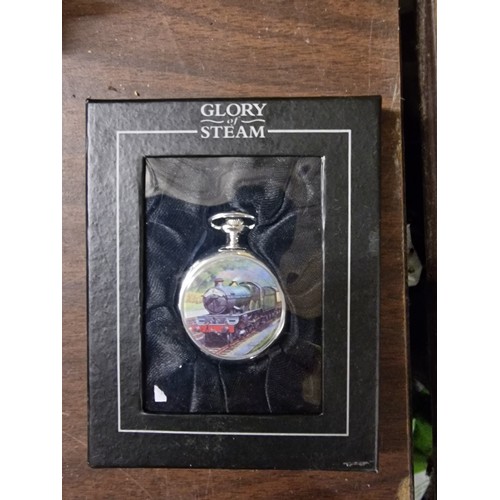 14 - Atlas glory of steam collection pocket watch with 5068 Isombard Kingdom Brunel picture front, mint i... 