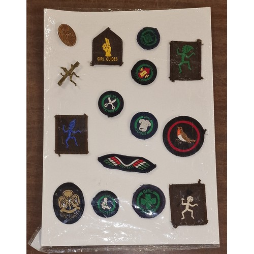 283 - Display of 15 x assorted girl guide badges on card