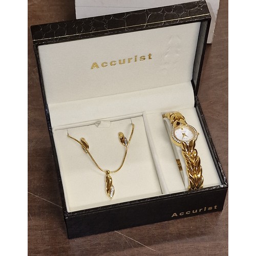 56 - As new Accurist ladies watch and necklace with pendant and matching earrings gift set