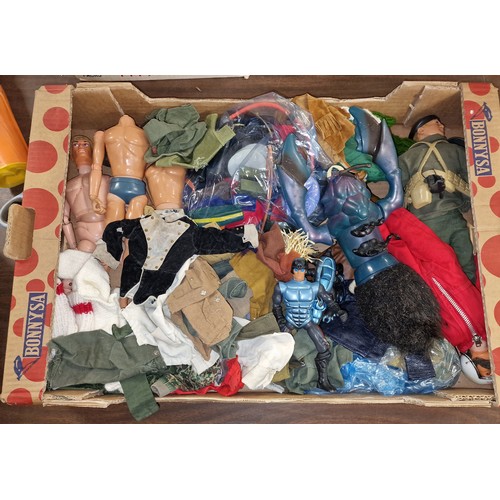 153 - Box of assorted Action Men and other figures with accessories and clothes