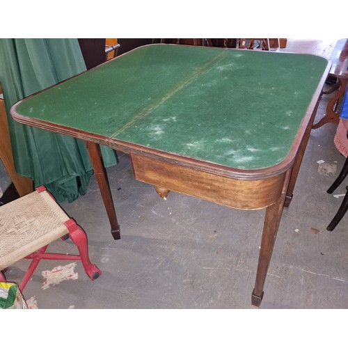 78 - Turn of the century marquetry decorated fold over card table