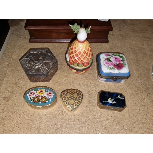 268 - 6 x vintage assorted pill/trinket pots including Strattan & micro mosaic etc