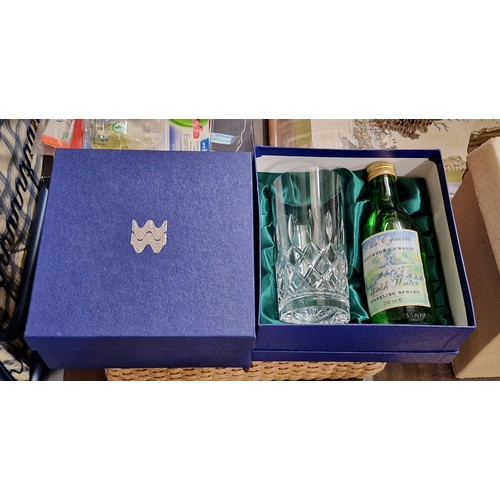 230 - 2 x boxed and unused Welsh Water crystal glass and spring water gift sets