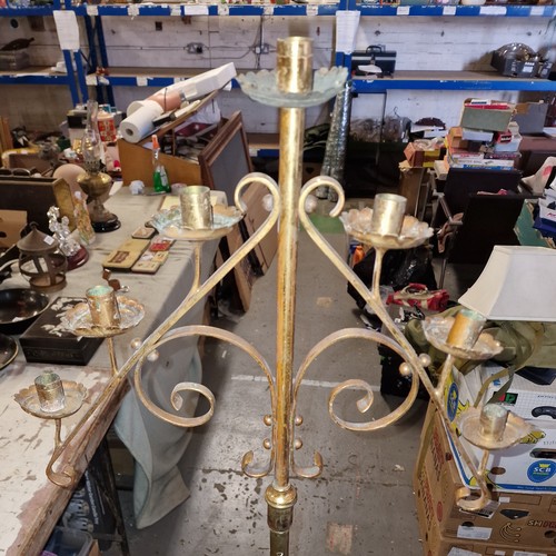 38 - 5 1/2 ft tall heavy brass 7 candle tree