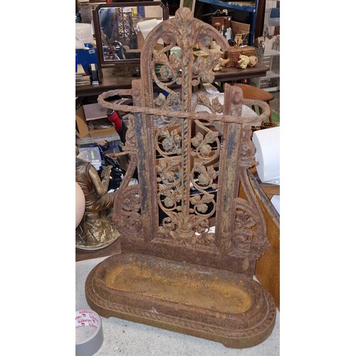 77 - 2 ft weathered steel stick stand with damage as shown