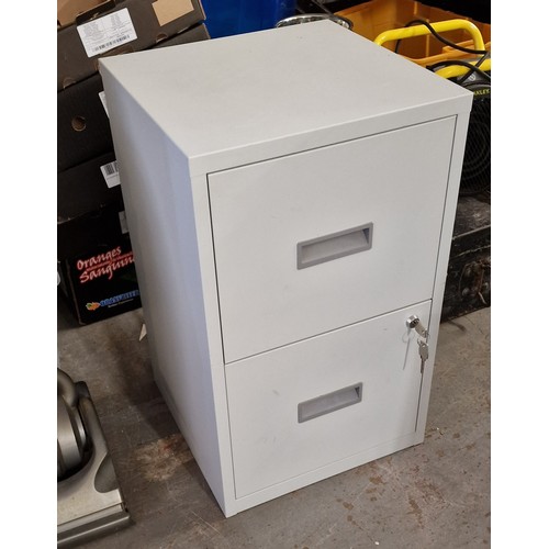 23 - 40 x 40 x 56 cm metal 2 drawer filing cabinet with key