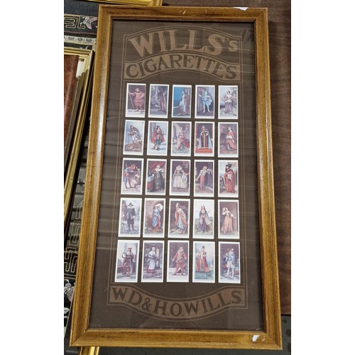 35 - 32.5 x 61.5 cm wooden framed Wills cigarette cards - English period costumes