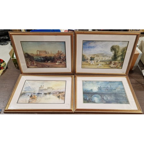 60 - Set of 4 x gilt framed and mounted, 59 x 44.5 cm prints after original JMW Turner paintings